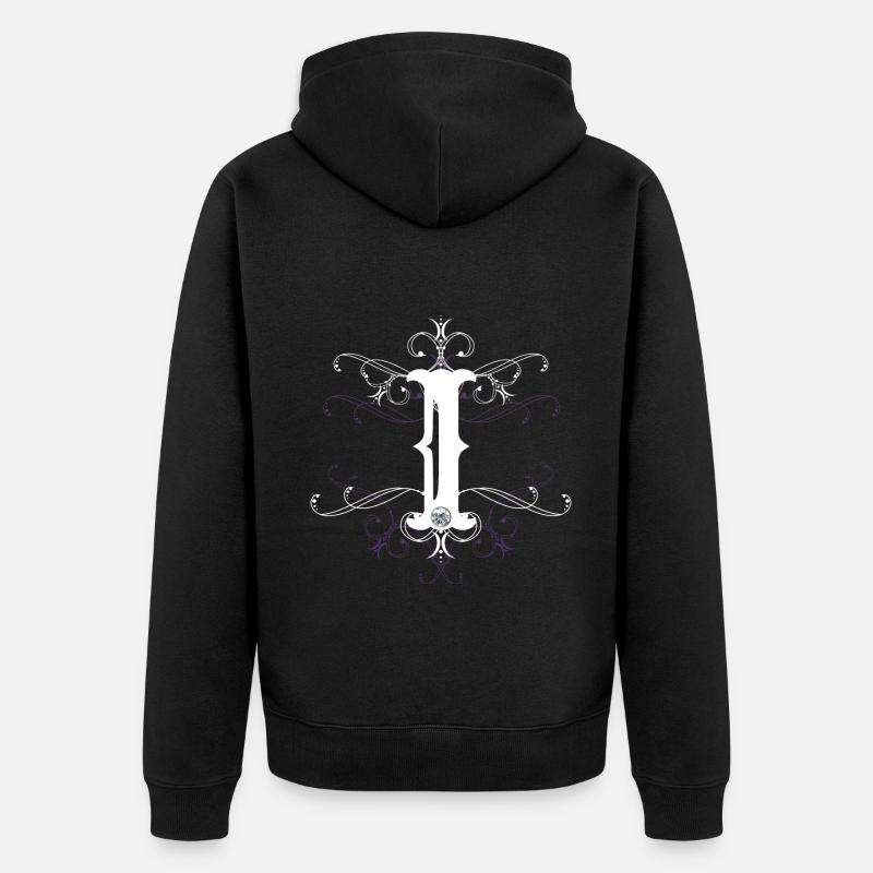 Buchstabe I Buchstabe-i - Unisex Premium Bio Zip Hoodie - Schwarz