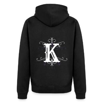 Letter K letter -K - Unisex Premium Organic Zip Hoodie - black - Back - Nico (187cm)