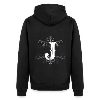 Letter J Letter J - Unisex Premium Organic Zip Hoodie - black - Back - Nico (187cm)
