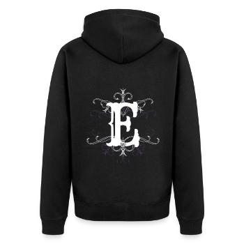 Buchstabe E Buchstabe-E - Unisex Premium Bio Zip Hoodie - Schwarz - Hinten - Nico (187cm)