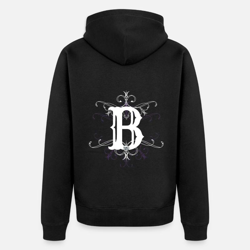 Buchstabe B Buchstabe-B - Unisex Premium Bio Zip Hoodie - Schwarz