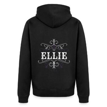 Ellie Name Vorname Personalisiert - Unisex Premium Bio Zip Hoodie - Schwarz - Hinten - Nico (187cm)