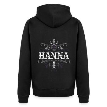 Hanna Name Vorname Personalisiert - Unisex Premium Bio Zip Hoodie - Schwarz - Hinten - Nico (187cm)