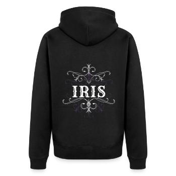Iris Name Vorname Personalisiert - Unisex Premium Bio Zip Hoodie - Schwarz - Hinten - Nico (187cm)