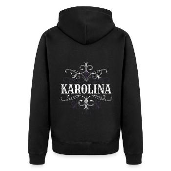 Karolina Name Vorname Personalisiert - Unisex Premium Bio Zip Hoodie - Schwarz - Hinten - Nico (187cm)