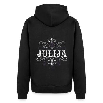 Julija Name Vorname Personalisiert - Unisex Premium Bio Zip Hoodie - Schwarz - Hinten - Nico (187cm)