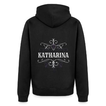 Katharina Name Vorname Personalisiert - Unisex Premium Bio Zip Hoodie - Schwarz - Hinten - Nico (187cm)