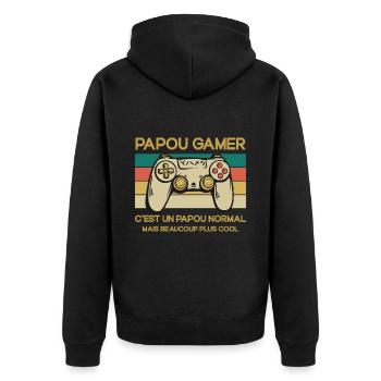 Cadeaux Papa - Fête des Pères - Gamer Jeux-vidéos - Veste à capuche bio Premium Unisexe - noir - Dos - Nico (187cm)