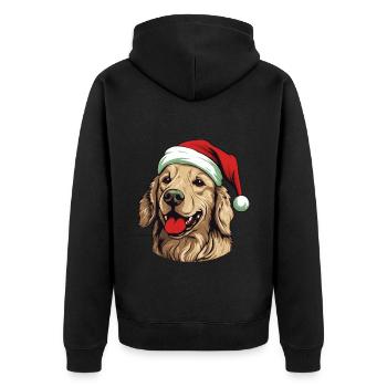 Golden Retriever Dog Head Christmas Christmas - Unisex Premium Organic Zip Hoodie - black - Back - Nico (187cm)