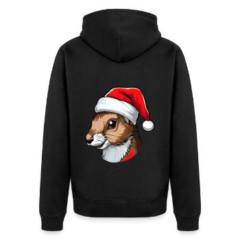 Squirrel Christmas Animal Head - Unisex Premium Organic Zip Hoodie - black - Back - Nico (187cm)