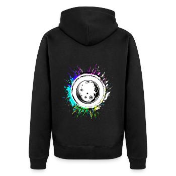 Moon Icon symbol - Unisex Premium Organic Zip Hoodie - black - Back - Nico (187cm)