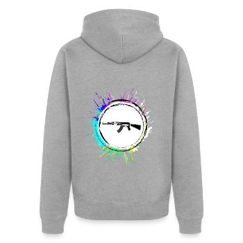 Gewehr icon symbol - Unisex Premium Bio Zip Hoodie - Grau meliert - Hinten - Nico (187cm)