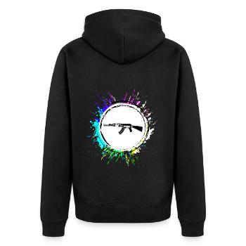 Gewehr icon symbol - Unisex Premium Bio Zip Hoodie - Schwarz - Hinten - Nico (187cm)