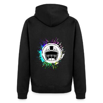 Football Helm - Unisex Premium Bio Zip Hoodie - Schwarz - Hinten - Nico (187cm)