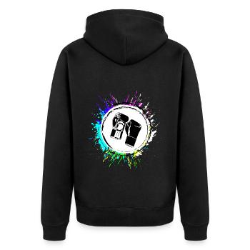 Symbole des gants de boxe - Veste à capuche bio Premium Unisexe - noir - Dos - Nico (187cm)
