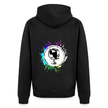 Globus symbol travel - Unisex Premium Bio Zip Hoodie - Schwarz - Hinten - Nico (187cm)