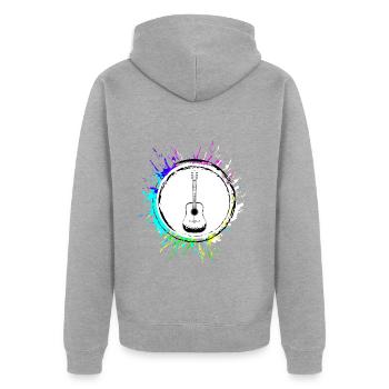 Gitarre Akustik - Unisex Premium Bio Zip Hoodie - Grau meliert - Hinten - Nico (187cm)