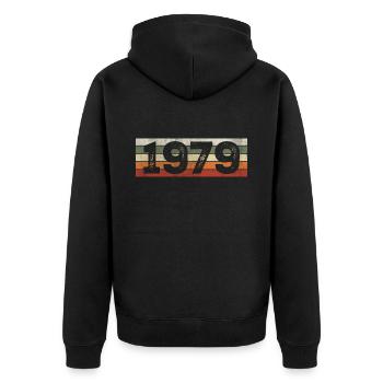 Millésime 1979 Cadeau D’anniversaire Rétro 1979 - Veste à capuche bio Premium Unisexe - noir - Dos - Nico (187cm)