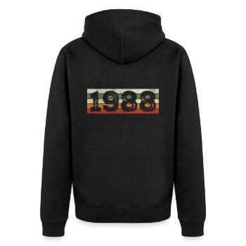 Millésime 1988 Cadeau D’anniversaire Rétro 1988 - Veste à capuche bio Premium Unisexe - noir - Dos - Nico (187cm)