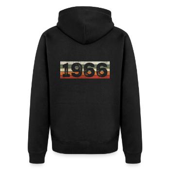 Jahrgang 1966 Retro 1966 Geburtstagsgeschenk - Unisex Premium Bio Zip Hoodie - Schwarz - Hinten - Nico (187cm)