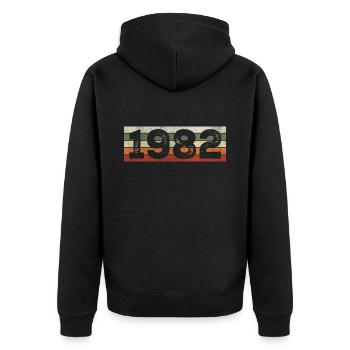 Jahrgang 1982 Retro 1982 Geburtstagsgeschenk - Unisex Premium Bio Zip Hoodie - Schwarz - Hinten - Nico (187cm)