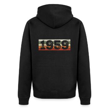 Jahrgang 1959 Retro 1959 Geburtstagsgeschenk - Unisex Premium Bio Zip Hoodie - Schwarz - Hinten - Nico (187cm)