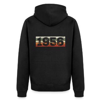 Vintage 1956 Retro 1956 Birthday Gift - Unisex Premium Organic Zip Hoodie - black - Back - Nico (187cm)