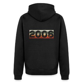 Jahrgang 2006 Retro Geburtstagsgeschenk 2006 - Unisex Premium Bio Zip Hoodie - Schwarz - Hinten - Nico (187cm)