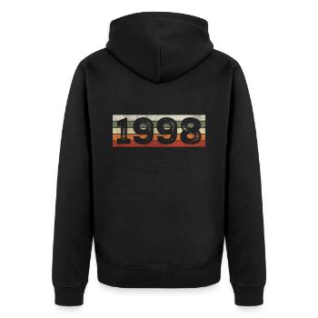 Jahrgang 1998 Retro Geburtstagsgeschenk 1998 - Unisex Premium Bio Zip Hoodie - Schwarz - Hinten - Nico (187cm)