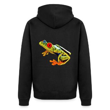Rotäugiger Laubfrosch Exotisches Haustier Niedlich - Unisex Premium Bio Zip Hoodie - Schwarz - Hinten - Nico (187cm)