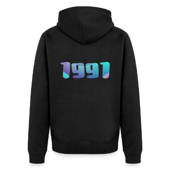 Cadeau Anniversaire 1991 Millésime 1991 Rétro 1991 - Veste à capuche bio Premium Unisexe - noir - Dos - Nico (187cm)
