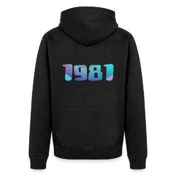 Geburtstagsgeschenk 1981 Jahrgang 1981 Retro 1981 - Unisex Premium Bio Zip Hoodie - Schwarz - Hinten - Nico (187cm)