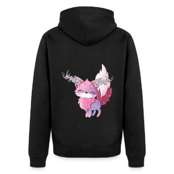 Arctic fox - Unisex Premium Organic Zip Hoodie - black - Back - Nico (187cm)