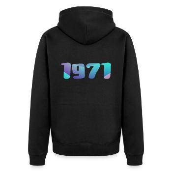Cadeau Anniversaire 1971 Millésime 1971 Rétro 1971 - Veste à capuche bio Premium Unisexe - noir - Dos - Nico (187cm)