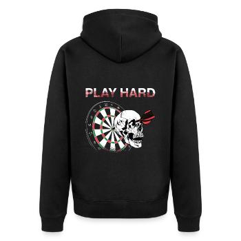 Lustig Dart Scheiben Wettkampf Darten - Unisex Premium Bio Zip Hoodie - Schwarz - Hinten - Nico (187cm)