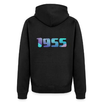 1955 Geburtstagsgeschenk Vintage 1955 Retro 1955 - Unisex Premium Bio Zip Hoodie - Schwarz - Hinten - Nico (187cm)