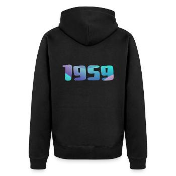 1959 Geburtstagsgeschenk Vintage 1959 Retro 1959 - Unisex Premium Bio Zip Hoodie - Schwarz - Hinten - Nico (187cm)