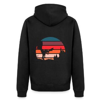 Retro Drache - Fantasy 80er 90er Vintage Design - Unisex Premium Bio Zip Hoodie - Schwarz - Hinten - Nico (187cm)