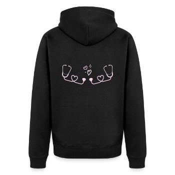 Arzt, Arzt, Krankenschwester - Unisex Premium Bio Zip Hoodie - Schwarz - Hinten - Nico (187cm)