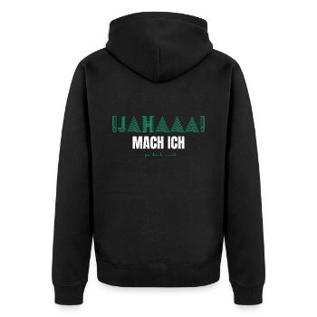 Ja mach ich vielleicht doch nicht lustiger Spruch - Unisex Premium Bio Zip Hoodie - Schwarz - Hinten - Nico (187cm)