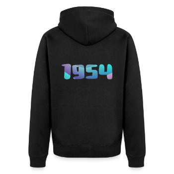 1954 Geburtstagsgeschenk Vintage 1954 Retro 1954 - Unisex Premium Bio Zip Hoodie - Schwarz - Hinten - Nico (187cm)