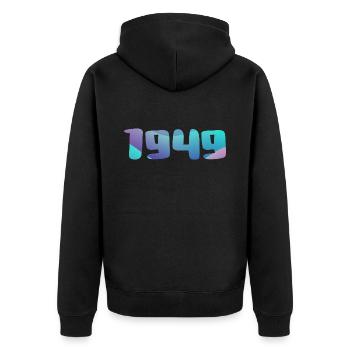 1949 Geburtstagsgeschenk Vintage 1949 Retro 1949 - Unisex Premium Bio Zip Hoodie - Schwarz - Hinten - Nico (187cm)