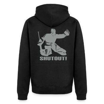 Eishockey Goalie Torwart - Unisex Premium Bio Zip Hoodie - Schwarz - Hinten - Nico (187cm)