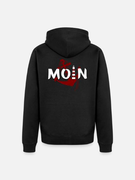 Moin lighthouse anchor - Unisex Premium Organic Zip Hoodie - black