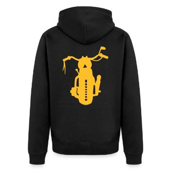 Bike, Motorrad, Chopper - Unisex Premium Bio Zip Hoodie - Schwarz - Hinten - Nico (187cm)
