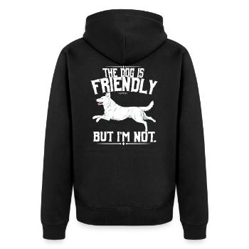 valkkarifriendly - Unisex Premium Bio Zip Hoodie - Schwarz - Hinten - Nico (187cm)
