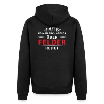 Heimat Felder Landwirt mit Traktor Geschenk Tshirt - Unisex Premium Bio Zip Hoodie - Schwarz - Hinten - Nico (187cm)