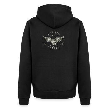 authentic legend 1961 Geburtstag, Geburtsjahr - Unisex Premium Bio Zip Hoodie - Schwarz - Hinten - Nico (187cm)