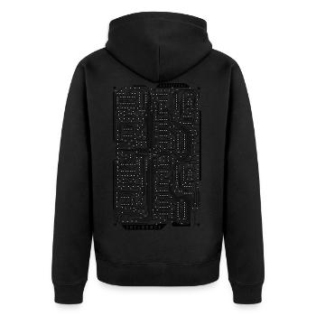 Künstliche Beeinflussung - Unisex Premium Bio Zip Hoodie - Schwarz - Hinten - Nico (187cm)