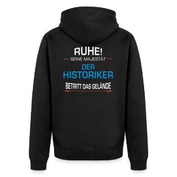 Historiker Beruf - Unisex Premium Bio Zip Hoodie - Schwarz - Hinten - Nico (187cm)